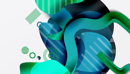 Abstract background - Lines circles and liquid shapesのイラスト素材