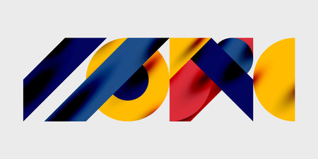 Modern abstract background featuring circles, lines, and triangles in a dynamic geometric composition. Perfect for stylish, tech, or creative-themed designsのイラスト素材