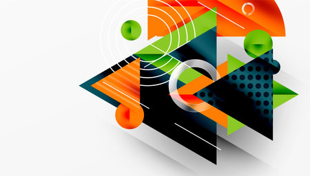 Sleek abstract background - layered triangles with vibrant gradient tones. Semi-transparent shapes...