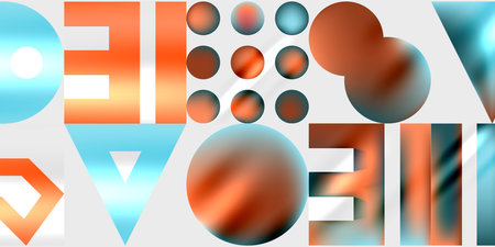 Triangles, circles, squares, rectangles design. Vector Illustration For Wallpaper, Banner, Background, Card, Book Illustration, landing pageのイラスト素材