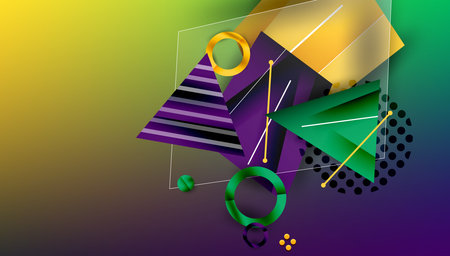 Abstract background - overlapping circles, rectangles, and triangles with vibrant gradients....