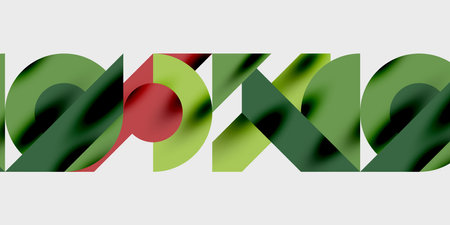 Detailed composition of circles, semicircles, and triangles with glossy effects and smooth...