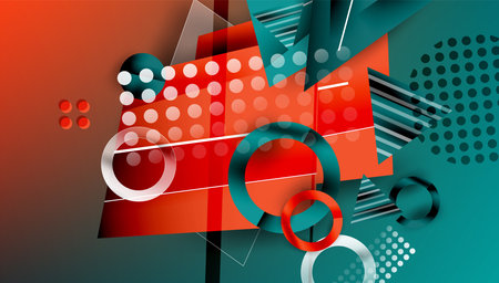Abstract background - overlapping circles, rectangles, and triangles with vibrant gradients....