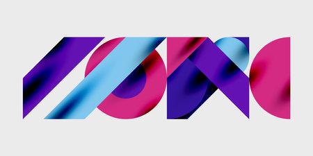 Detailed composition of circles, semicircles, and triangles with glossy effects and smooth gradients. A sleek and modern vector design for creative and tech-inspired projectsのイラスト素材