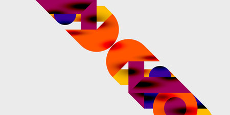 Detailed composition of circles, semicircles, and triangles with glossy effects and smooth...