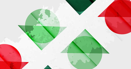 Squares, circles and triangles and grainy noisy texture. Vector Illustration For Wallpaper, Banner, Background, Card, Book Illustration, landing pageのイラスト素材