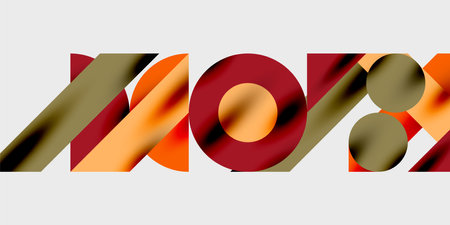 Detailed composition of circles, semicircles, and triangles with glossy effects and smooth gradients. A sleek and modern vector design for creative and tech-inspired projectsのイラスト素材