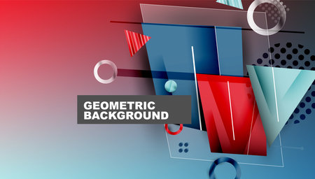 Abstract background - overlapping circles, rectangles, and triangles with vibrant gradients....