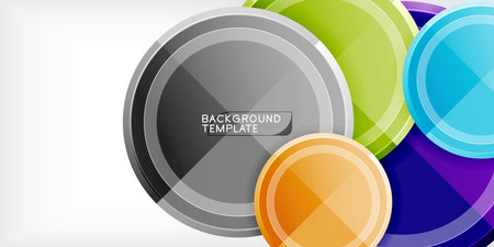 Abstract background - multicolored circles, trendy minimal geometric design, vector illustrationのイラスト素材
