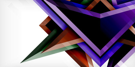 Arrows with 3d effect abstract background. Triangles on light grey backdrop