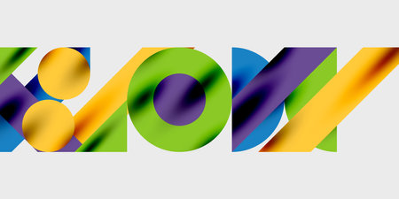 Detailed composition of circles, semicircles, and triangles with glossy effects and smooth gradients. A sleek and modern vector design for creative and tech-inspired projectsのイラスト素材