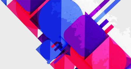 Squares, circles and triangles and grainy noisy texture. Vector Illustration For Wallpaper, Banner, Background, Card, Book Illustration, landing pageのイラスト素材