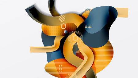 Abstract background - Lines circles and liquid shapesのイラスト素材