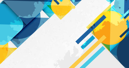 Grainy stain texture geometric abstract background with circles, squares and lines. Vector Illustration For Wallpaper, Banner, Background, Card, Book Illustration, landing pageのイラスト素材