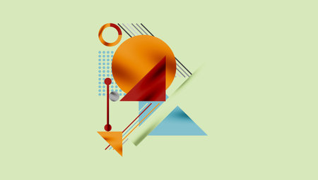 Circles, triangles, squares, rings and lines with shadow effect