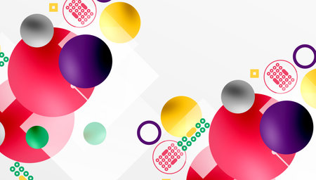 Minimalistic abstract vector design, layered geometric shapes circles, squares, and triangles with soft pastel gradients and semi-transparent effects. Perfect for contemporary useのイラスト素材