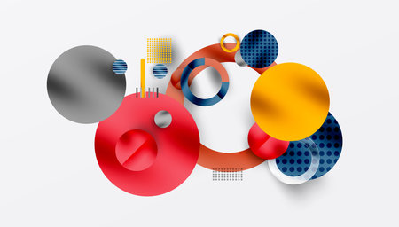 Abstract Circle Design with Overlapping Transparent Geometric Shapesのイラスト素材