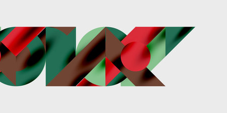 Detailed composition of circles, semicircles, and triangles with glossy effects and smooth...