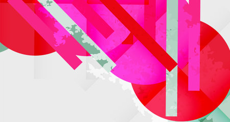 Grainy stain texture geometric abstract background with circles, squares and lines. Vector Illustration For Wallpaper, Banner, Background, Card, Book Illustration, landing pageのイラスト素材