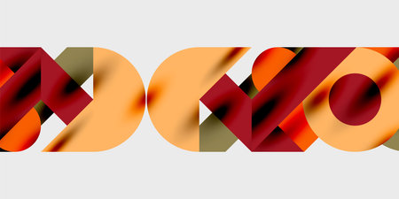 Detailed composition of circles, semicircles, and triangles with glossy effects and smooth...