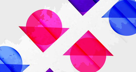 Squares, circles and triangles and grainy noisy texture. Vector Illustration For Wallpaper, Banner,...