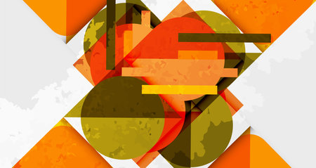 Squares, circles and triangles and grainy noisy texture. Vector Illustration For Wallpaper, Banner, Background, Card, Book Illustration, landing pageのイラスト素材