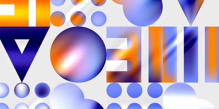 Simple shapes - circles, triangles, rectangles abstract background. Vector Illustration For...