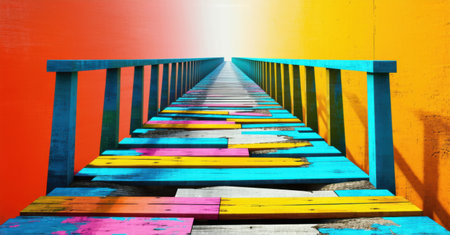 Bridge missing key planks symbolizes instability, risk, uncertainty, broken paths, challenges, danger, caution, transition, incompleteness, problem-solving, determination, journeyの素材