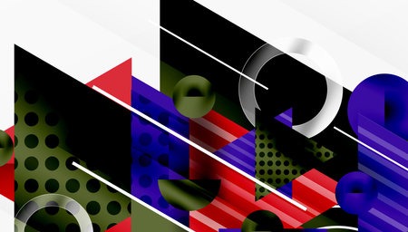 Modern Abstract Design with Overlapping Transparent Triangles and Circles
