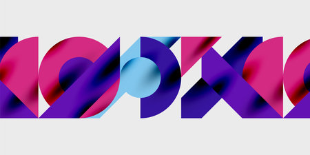Detailed composition of circles, semicircles, and triangles with glossy effects and smooth...