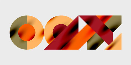 Detailed composition of circles, semicircles, and triangles with glossy effects and smooth gradients. A sleek and modern vector design for creative and tech-inspired projectsのイラスト素材