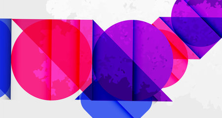 Squares, circles and triangles and grainy noisy texture. Vector Illustration For Wallpaper, Banner,...