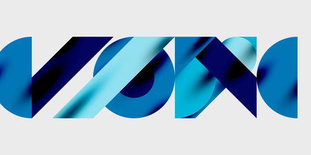 Detailed composition of circles, semicircles, and triangles with glossy effects and smooth...