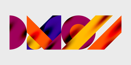 Detailed composition of circles, semicircles, and triangles with glossy effects and smooth...