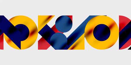 Modern abstract background featuring circles, lines, and triangles in a dynamic geometric composition. Perfect for stylish, tech, or creative-themed designsのイラスト素材