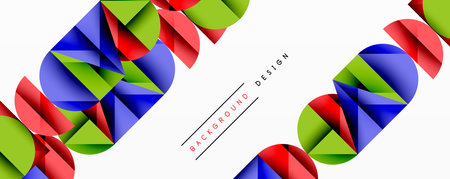 Abstract geometric pattern with intersecting circles and triangles in gradients. The high-contrast composition creates depth and a dynamic, modern aestheticのイラスト素材