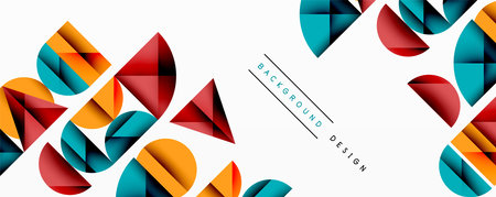 Minimal geometric abstract background. Circle square and triangle designのイラスト素材