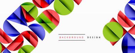 Abstract geometric pattern with intersecting circles and triangles in gradients. The high-contrast composition creates depth and a dynamic, modern aestheticのイラスト素材