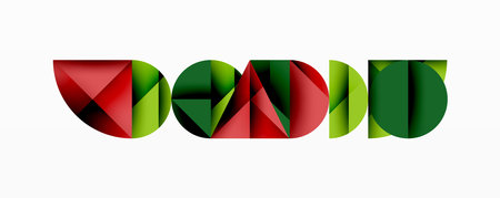 Abstract geometric background with layered gradient shapes forming dynamic patterns. Overlapping semi circles and triangles create depth and contrastのイラスト素材