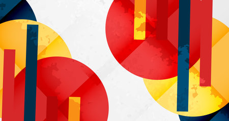 Squares, circles and triangles and grainy noisy texture. Vector Illustration For Wallpaper, Banner, Background, Card, Book Illustration, landing pageのイラスト素材