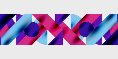 Detailed composition of circles, semicircles, and triangles with glossy effects and smooth...