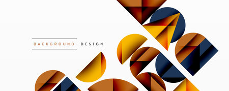 Abstract geometric pattern with intersecting circles and triangles in gradients. The high-contrast composition creates depth and a dynamic, modern aestheticのイラスト素材