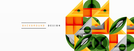 Dynamic geometric composition with sharp angles, circular forms, and gradient colorsのイラスト素材