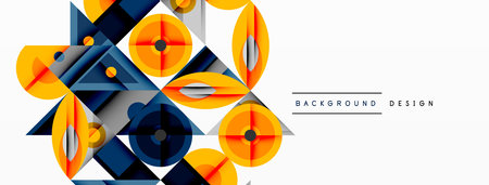 Dynamic geometric composition with sharp angles, circular forms, and gradient colorsのイラスト素材