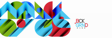 Trendy colorful circles, lines, arrows, triangles and other geometric shapes. Vector Illustration For Wallpaper, Banner, Background, Card, Book Illustration, landing pageのイラスト素材