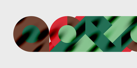 Detailed composition of circles, semicircles, and triangles with glossy effects and smooth...