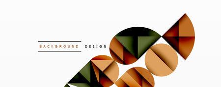 Abstract geometric background with layered gradient shapes forming dynamic patterns. Overlapping semi circles and triangles create depth and contrastのイラスト素材