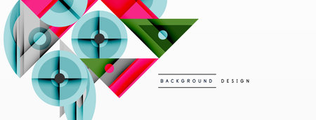 Dynamic geometric composition with sharp angles, circular forms, and gradient colors