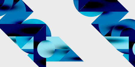 Detailed composition of circles, semicircles, and triangles with glossy effects and smooth...