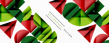 Abstract geometric background with layered gradient shapes forming dynamic patterns. Overlapping semi circles and triangles create depth and contrastのイラスト素材